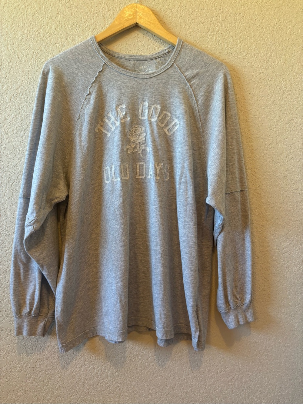 Aerie Heather Gray Oversized Crewneck Long Sleeve Tee Small
